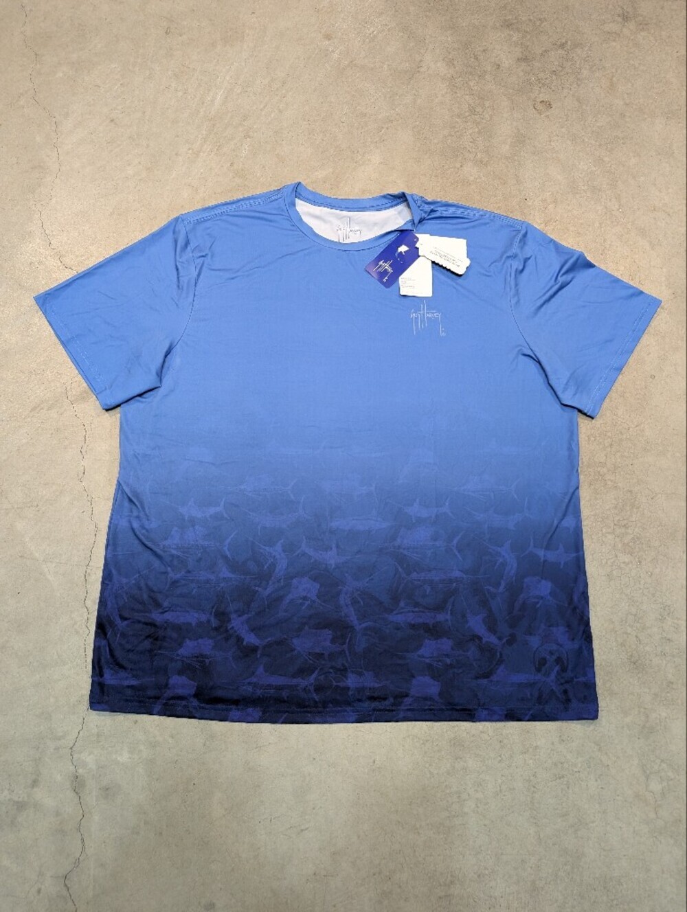 NWT Guy Harvey Blue Mens XXXL Ombre Short-Sleeve Tee Fish